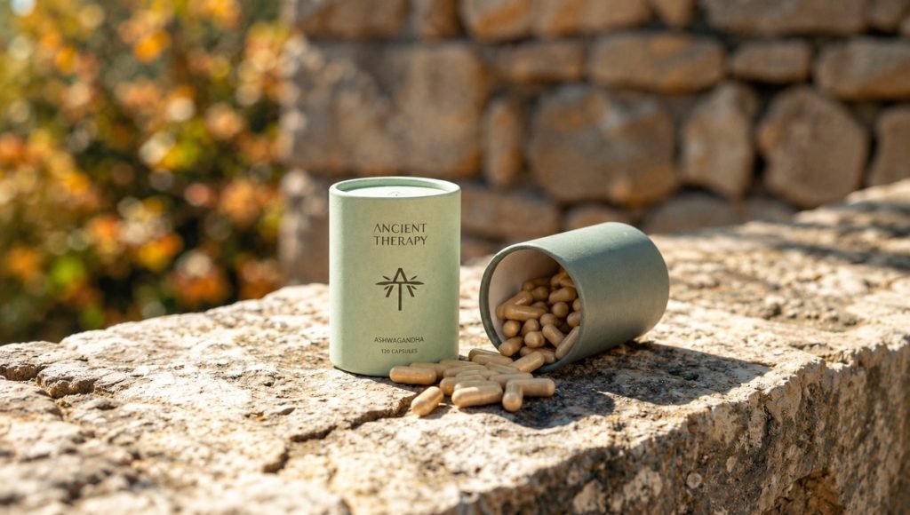 Supplement brand identity with logo, typography and cohesive visual design
