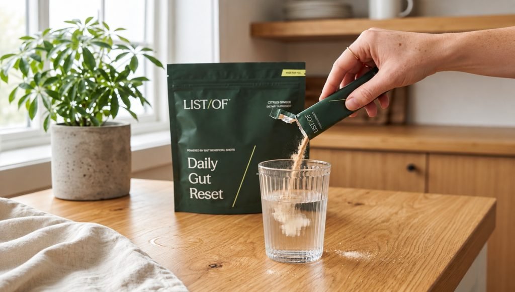 Supplements branding for a modern gut health product