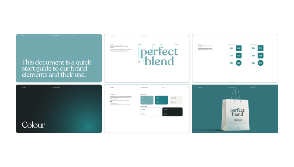 Guidelines showing logo, color palette and design elements