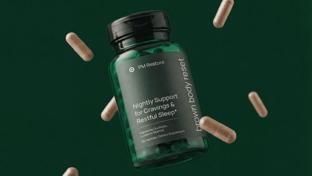 Health and wellness branding shown through premium supplement packaging