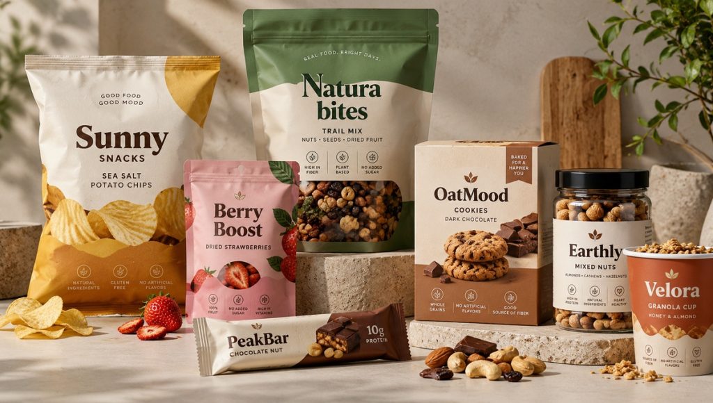 Different snack packaging formats for varied product and audience needs