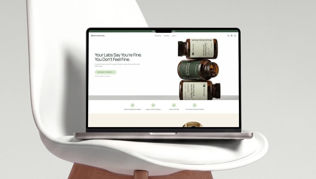 Brown Body Reset health and wellness website design shown on a laptop